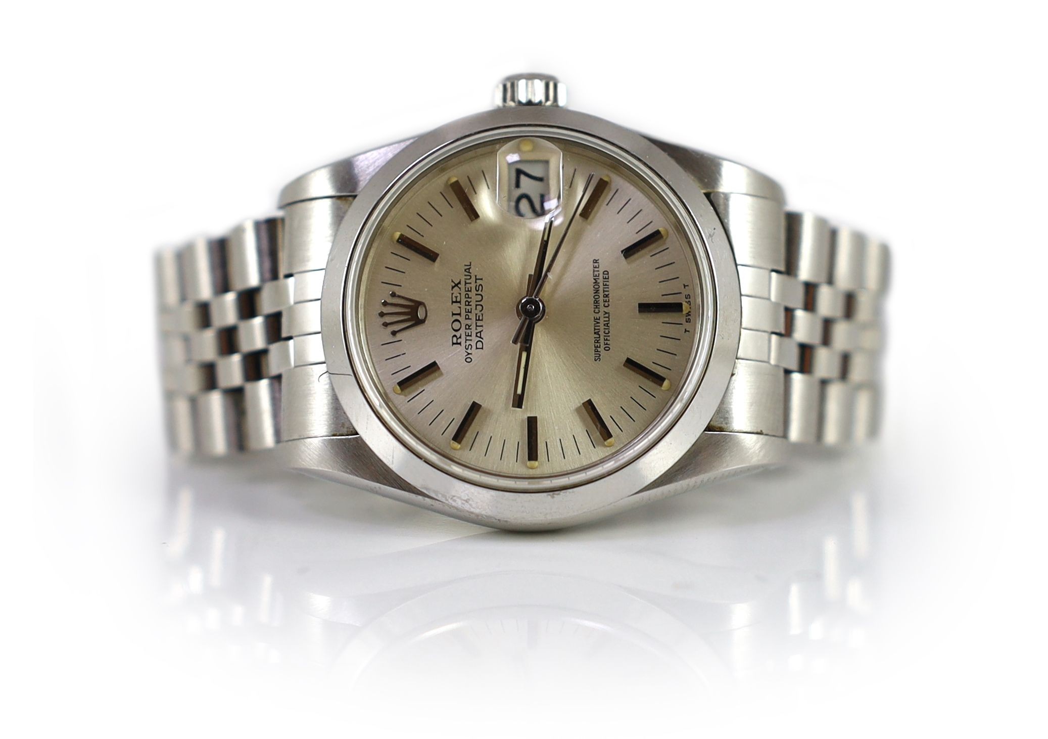 A gentleman's 1980's stainless steel mid-size Rolex Oyster Perpetual Datejust